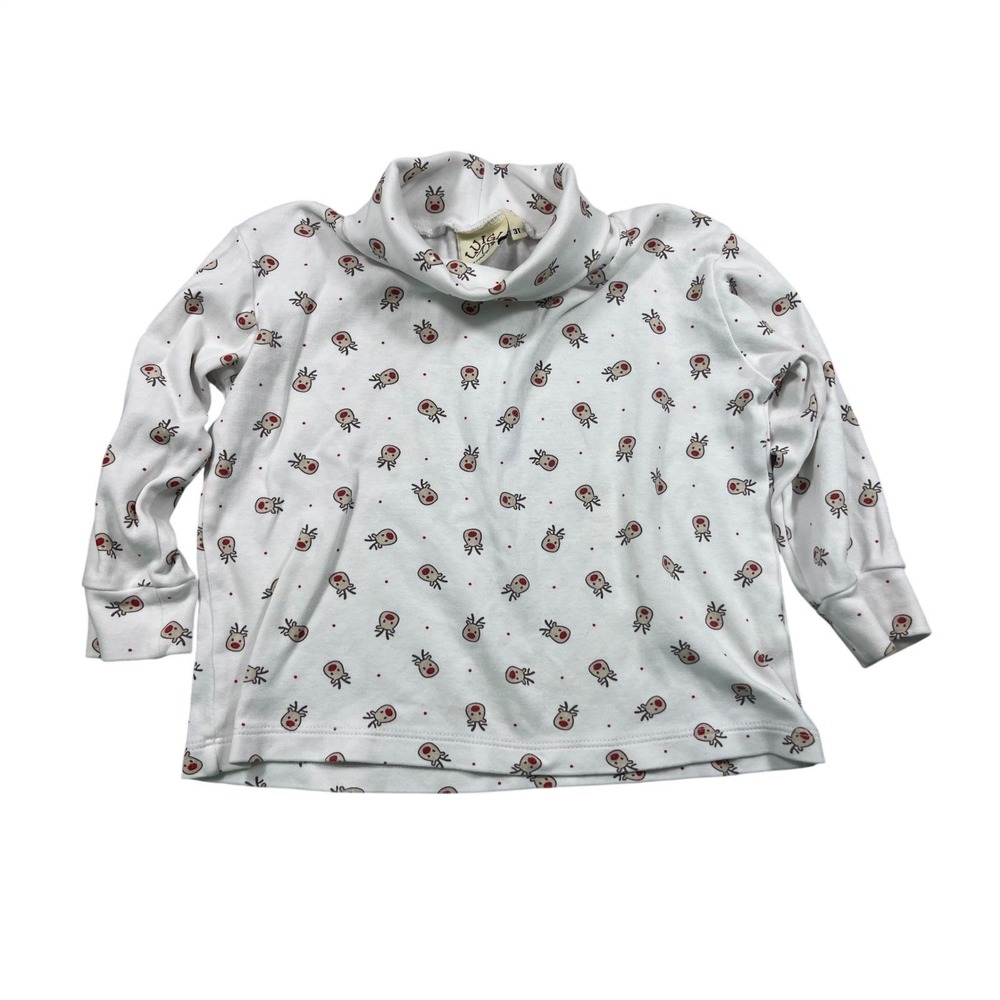 Luigi Kids Boys 3T Christmas Reindeer Turtleneck Shirt Holiday Long Sleeve